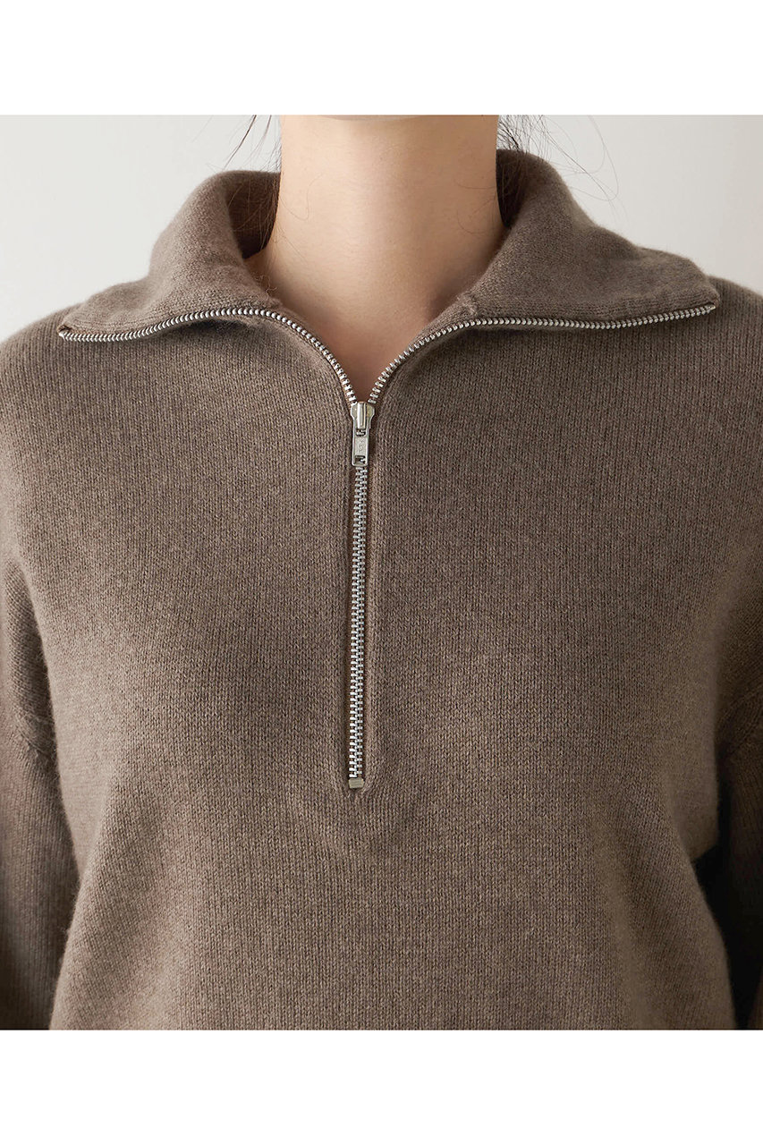 Whim Gazette(ウィム ガゼット)｜W/Ca ZIPニットプルオーバー/モカ の