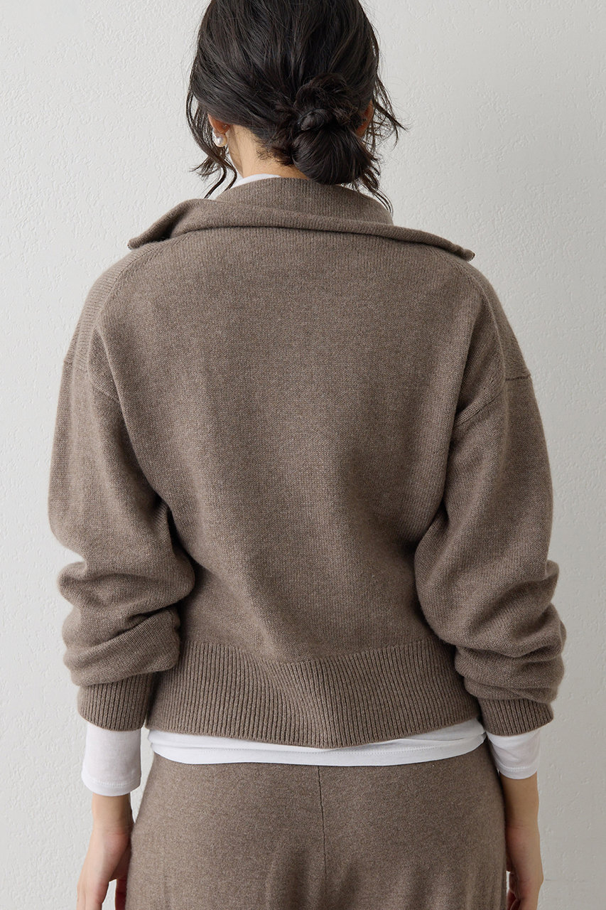 Whim Gazette(ウィム ガゼット)｜W/Ca ZIPニットプルオーバー/モカ の