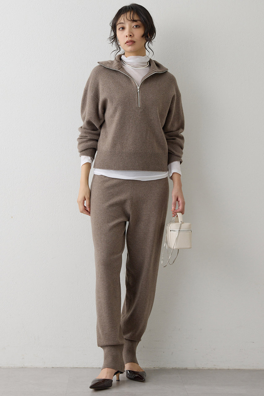 Whim Gazette(ウィム ガゼット)｜W/Ca ZIPニットプルオーバー/モカ の