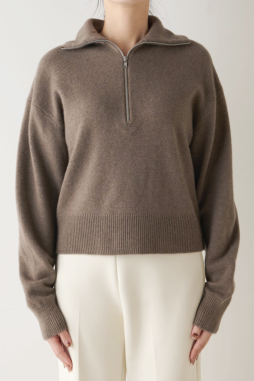 Whim Gazette(ウィム ガゼット)｜W/Ca ZIPニットプルオーバー/モカ の