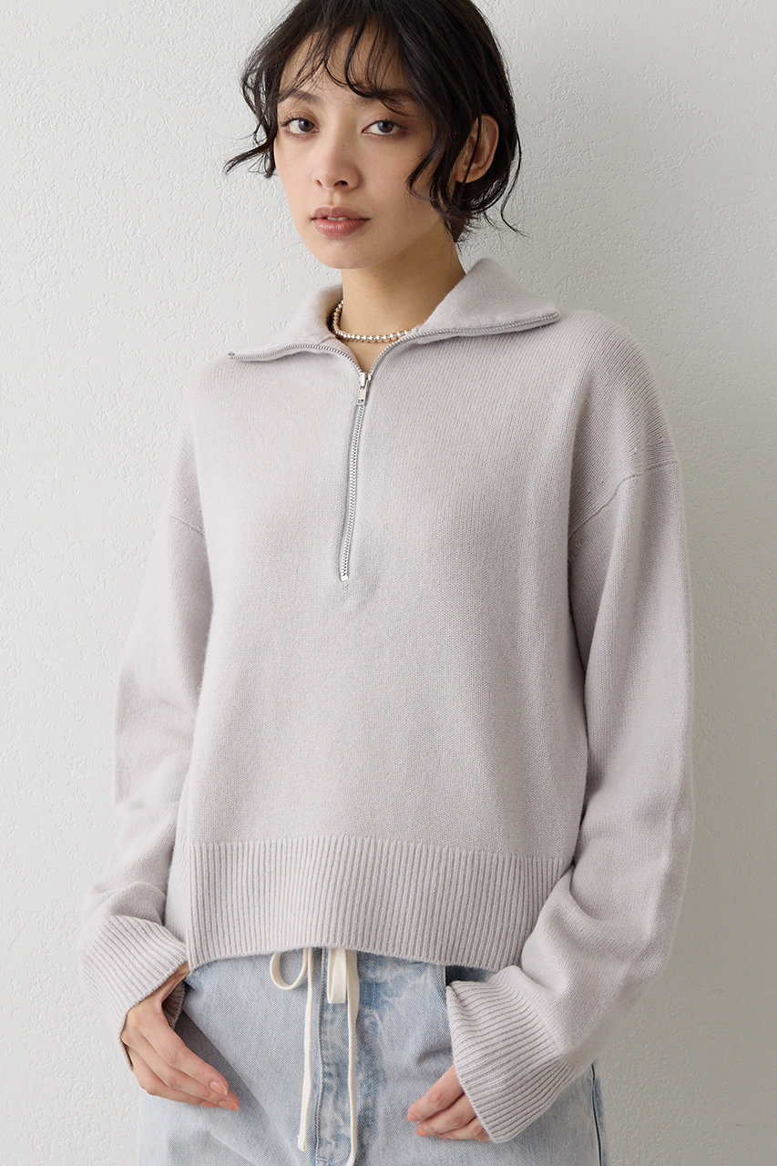 Whim Gazette W/Ca ZIPニットプルオーバー (グレージュ, F) ウィム ガゼット ELLE SHOP