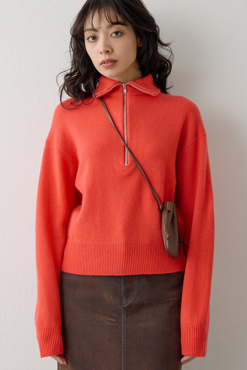 Whim Gazette W/Ca ZIPニットプルオーバー (オレンジ, F) ウィム ガゼット ELLE SHOP