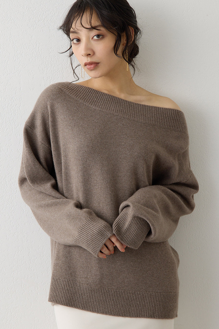 Whim Gazette W/Caオフショルプルオーバー (モカ, F) ウィム ガゼット ELLE SHOP