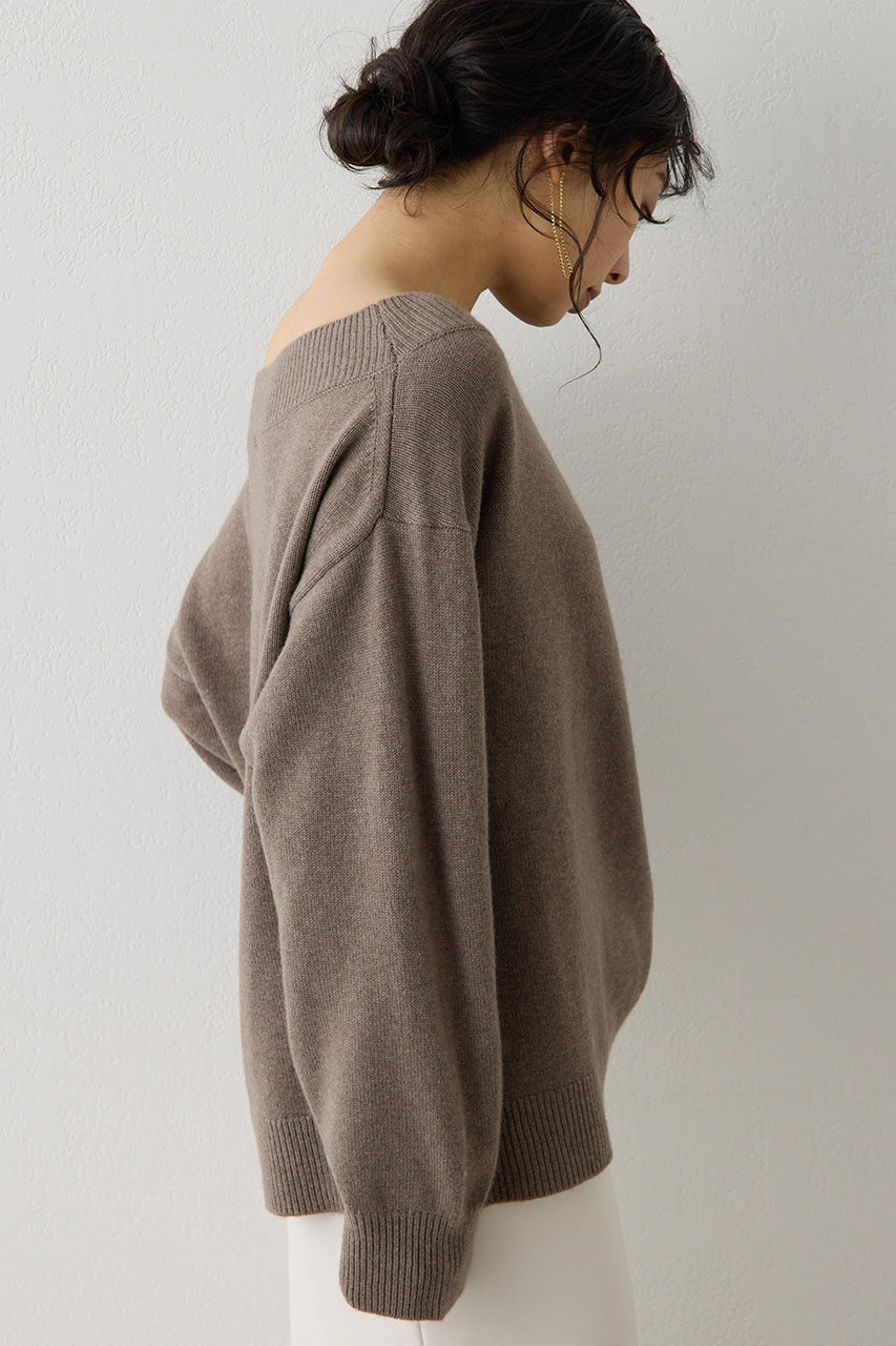 Whim Gazette(ウィム ガゼット)｜W/Caオフショルプルオーバー/モカ の