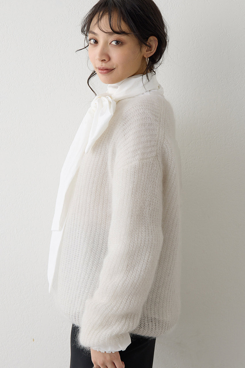 Whim Gazette(ウィム ガゼット)｜ラメモヘヤニットプルオーバー/オフ