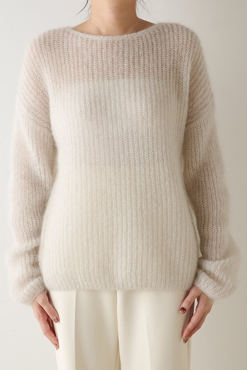 【Whim Gazette】モヘヤ　ニットセーター 長袖 Whim Gazette(ウィム ガゼット)｜ラメモヘヤニットプルオーバー/オフ