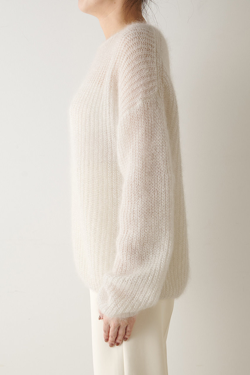 ウィムガゼット　ラメモヘア　ラメモヘヤ　ニット　ホワイト　クリーム Whim Gazette(ウィム ガゼット)｜ラメモヘヤニットプルオーバー/オフ