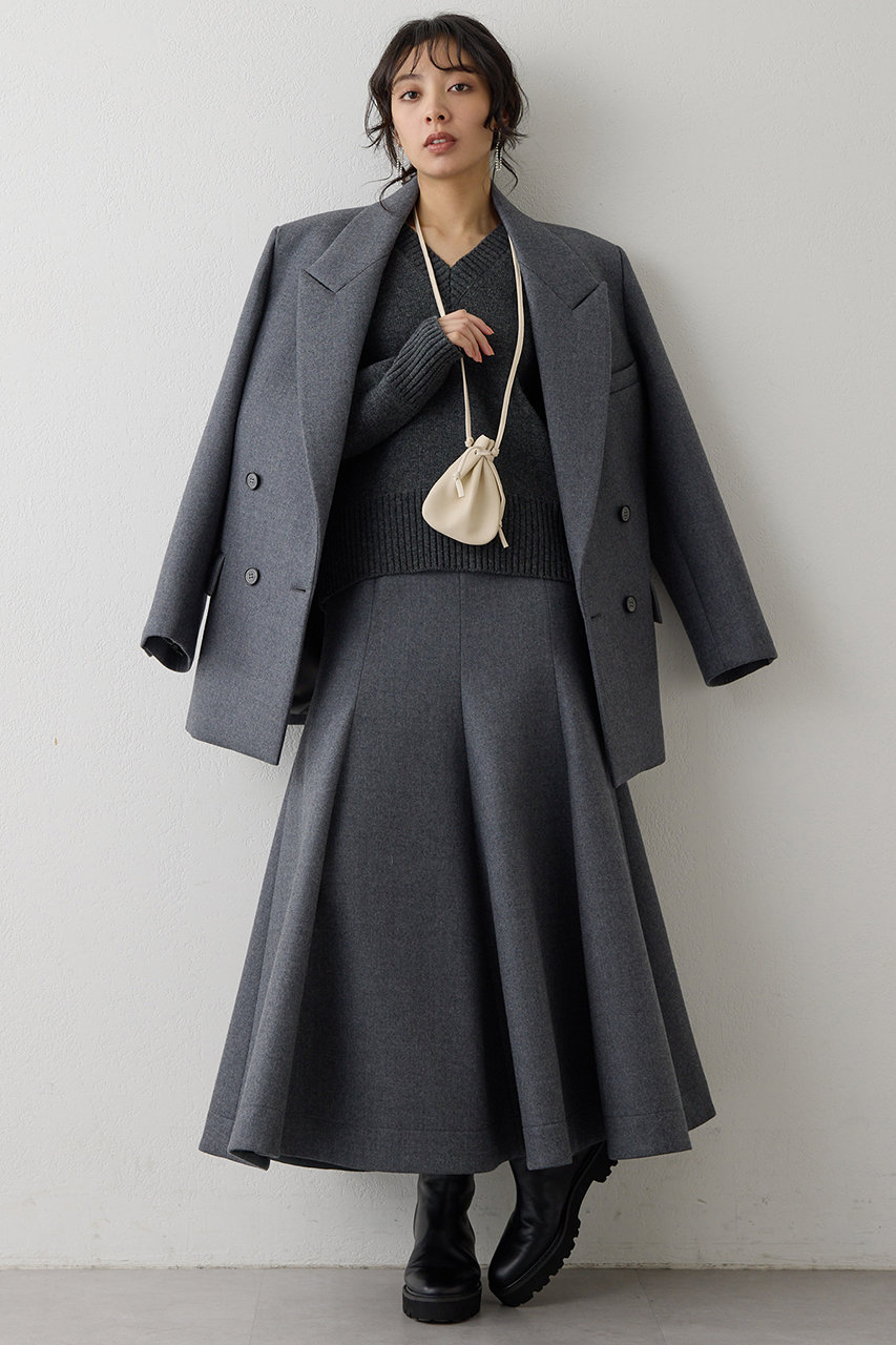 Whim Gazette(ウィム ガゼット)｜ボンディングウールスカート/グレー