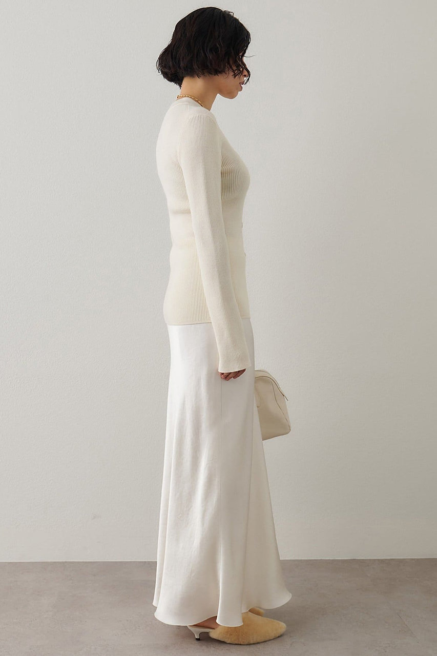 Whim Gazette(ウィム ガゼット)｜サテンフレアスカート/オフホワイト