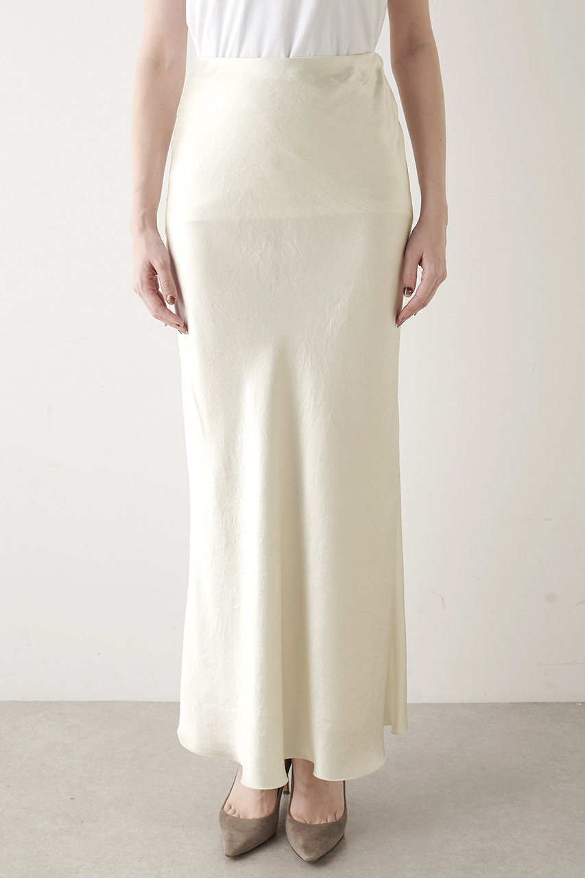 美品　ウィムガゼット　サテンスカート Whim Gazette(ウィム ガゼット)｜サテンフレアスカート/オフホワイト