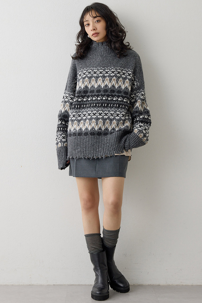 Whim Gazette(ウィム ガゼット)｜フェアアイルプルオーバー/グレー の