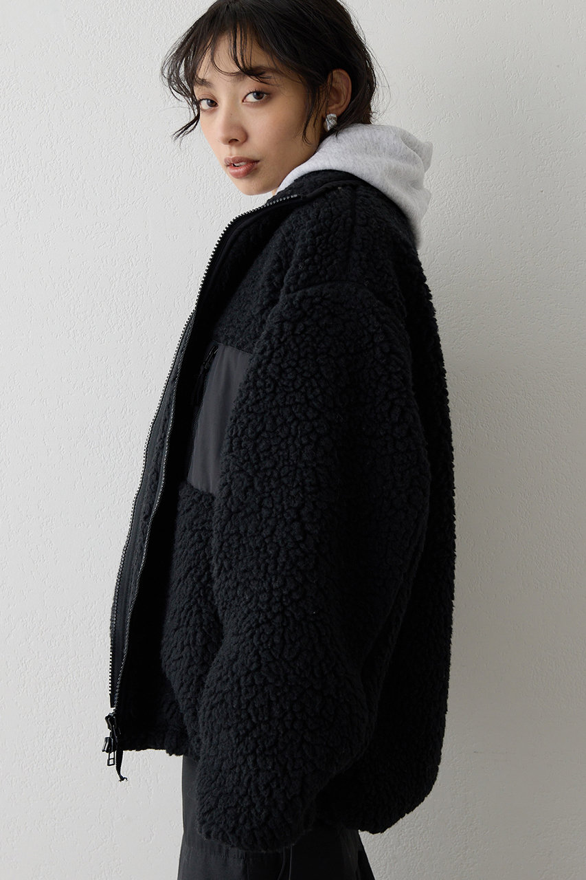 Whim Gazette(ウィム ガゼット)｜ボアブルゾン/ブラック の通販