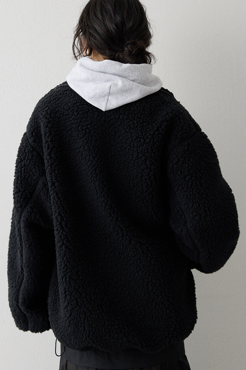 Whim Gazette(ウィム ガゼット)｜ボアブルゾン/ブラック の通販