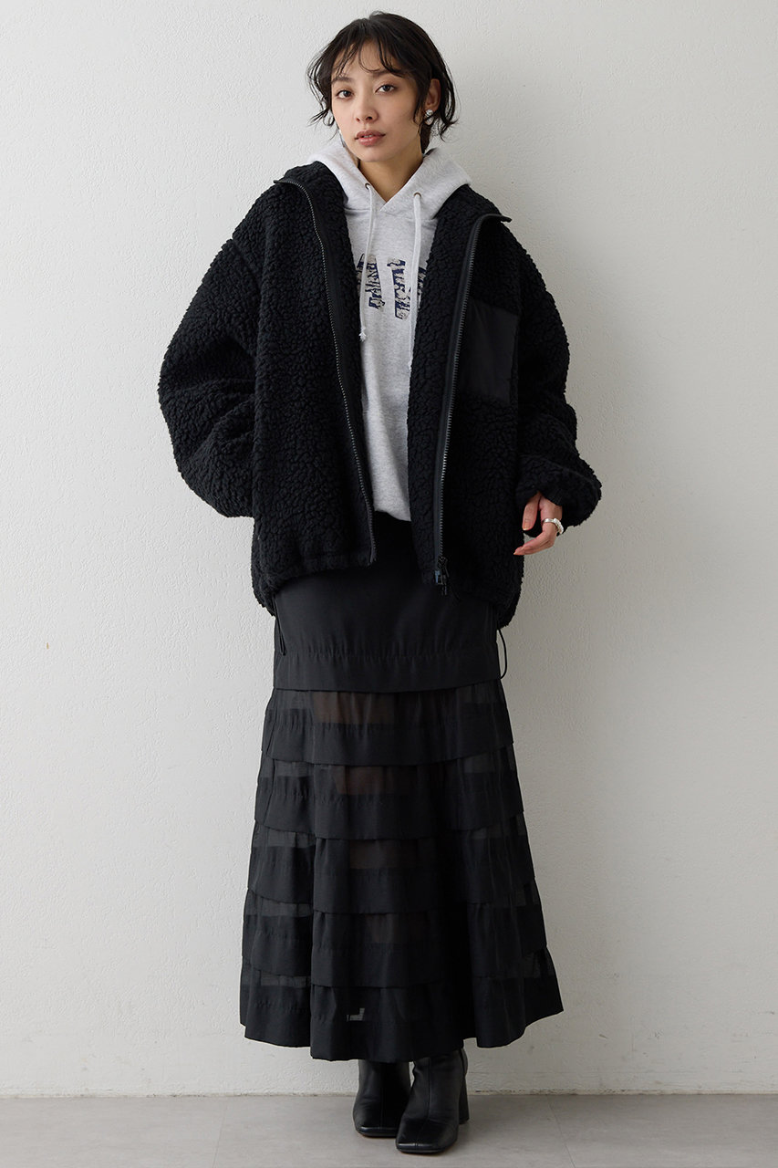 Whim Gazette(ウィム ガゼット)｜ボアブルゾン/ブラック の通販