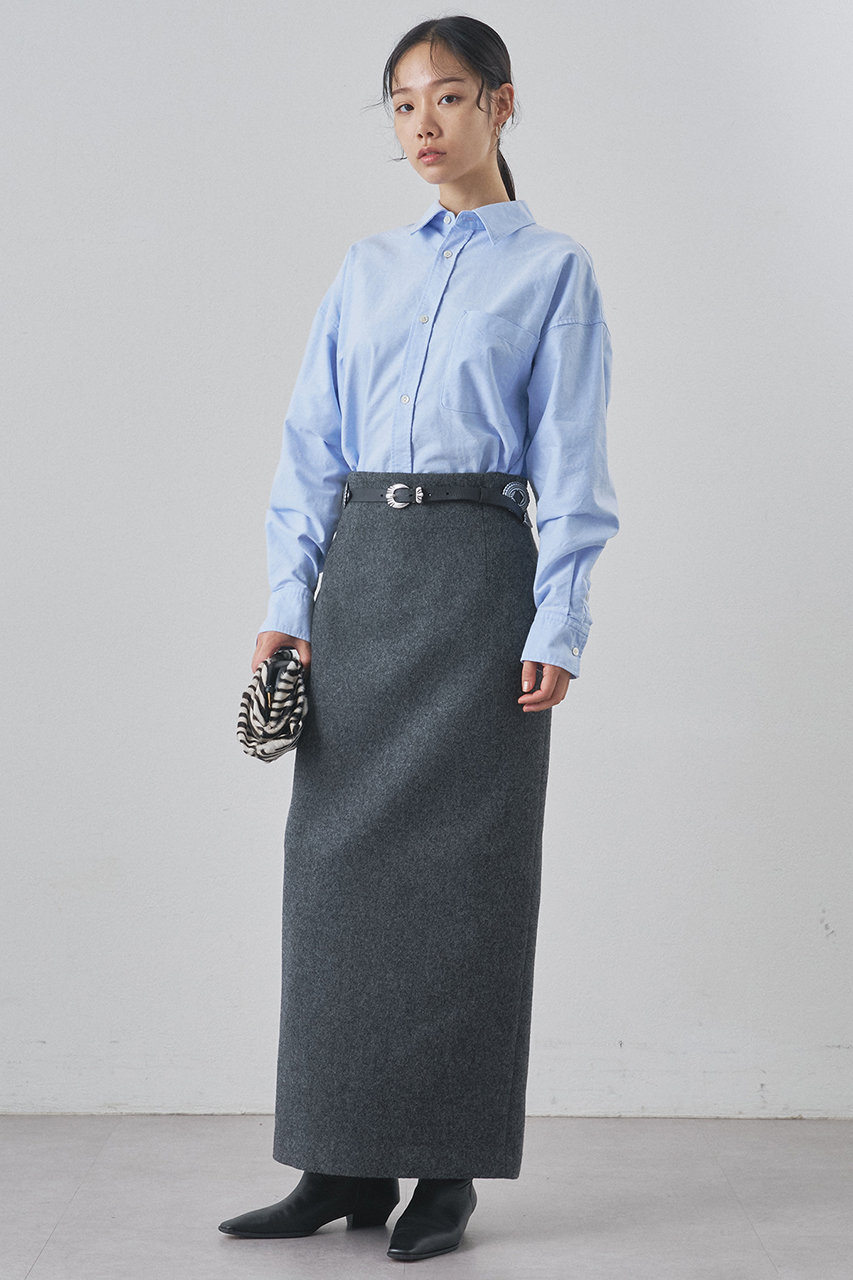 【美品】WhimGazette ウィムガゼット♡メルトンスリットスカート　グレー Whim Gazette(ウィム ガゼット)のメルトンスリットスカート通販