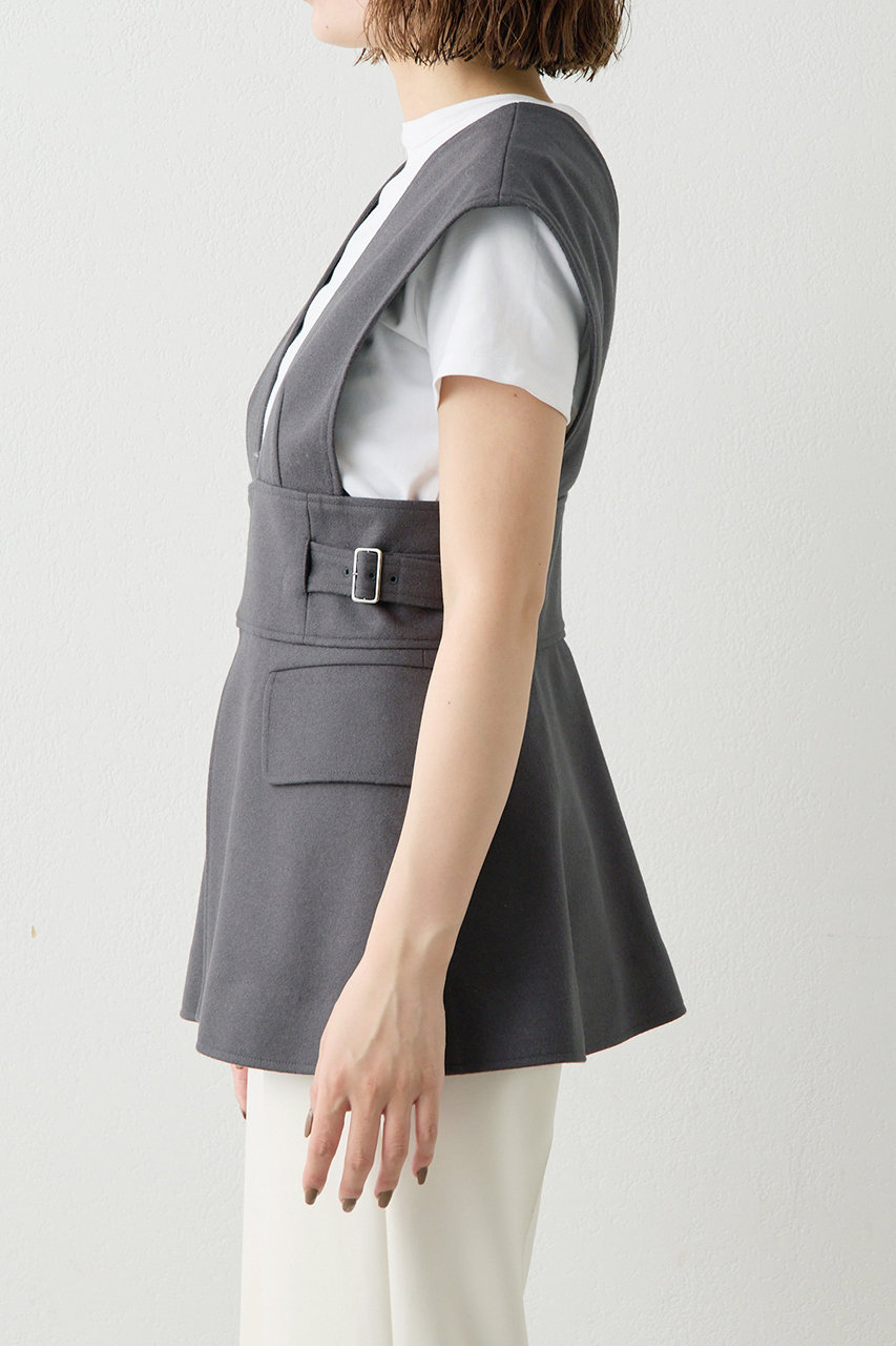 Whim Gazette（ウィムガゼット） フード付きグレーのロングベスト Whim