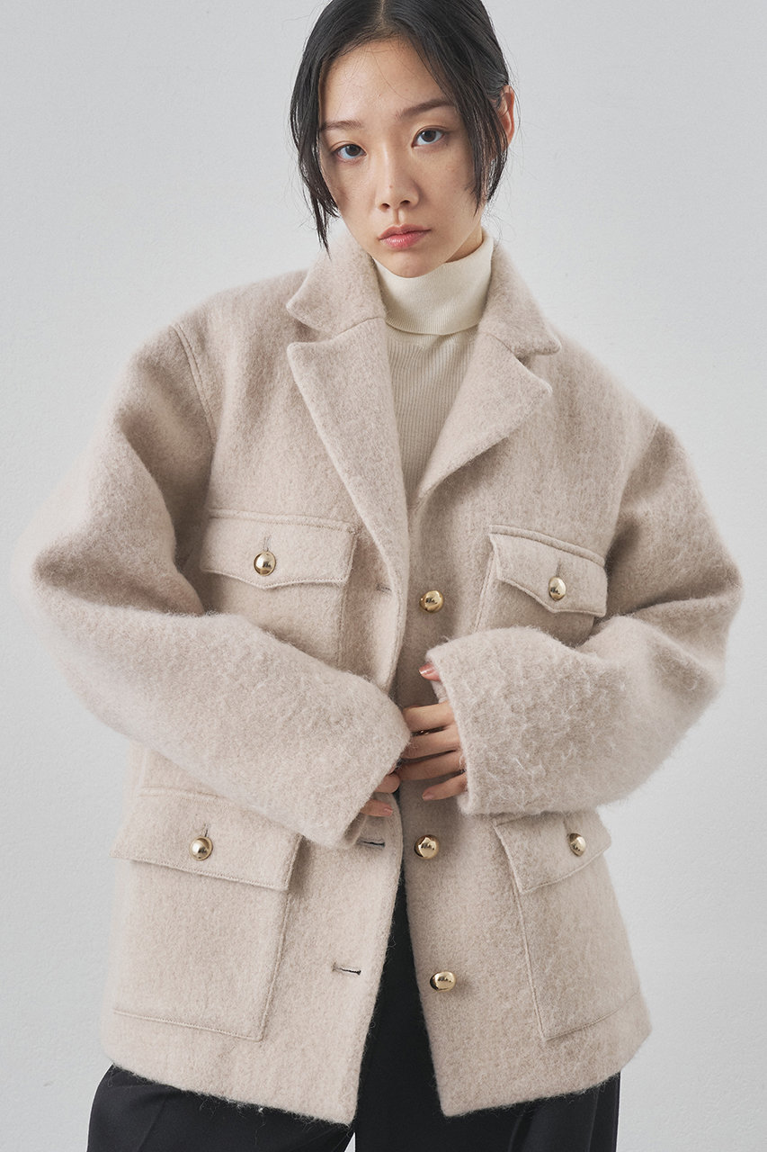 Whim Gazette シャギーサファリジャケット (ベージュ, F) ウィム ガゼット ELLE SHOP