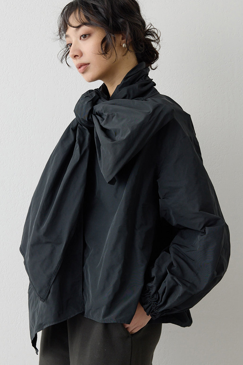 Whim Gazette(ウィム ガゼット)｜メモリータフタボウブラウス/ブラック