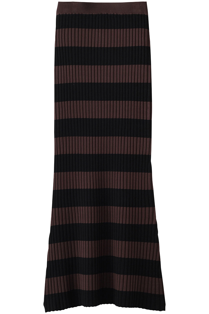 ウィム ガゼット/Whim Gazetteのボーダーニットフィットスカート(ブラウン/WGZ1061301A0003)