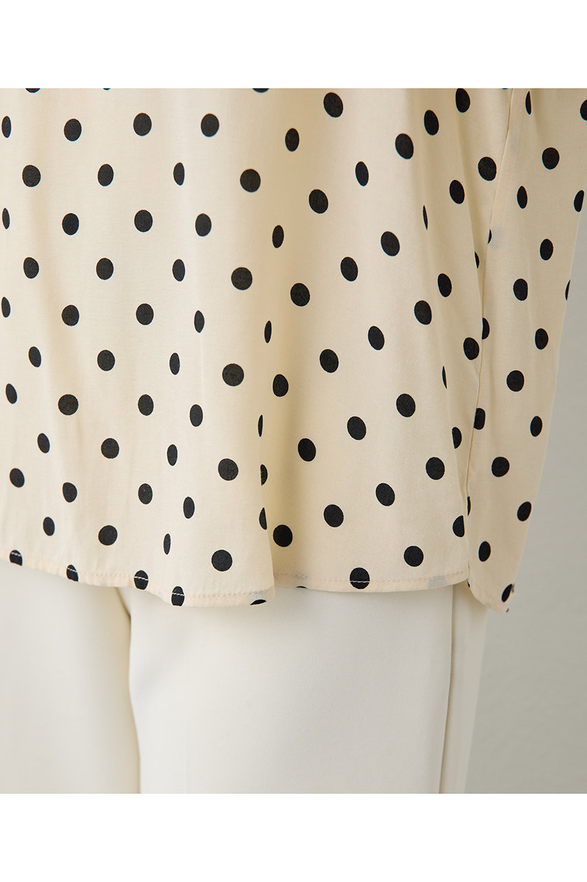 Whim Gazette(ウィム ガゼット)｜ドットボウタイブラウス/ベージュ の