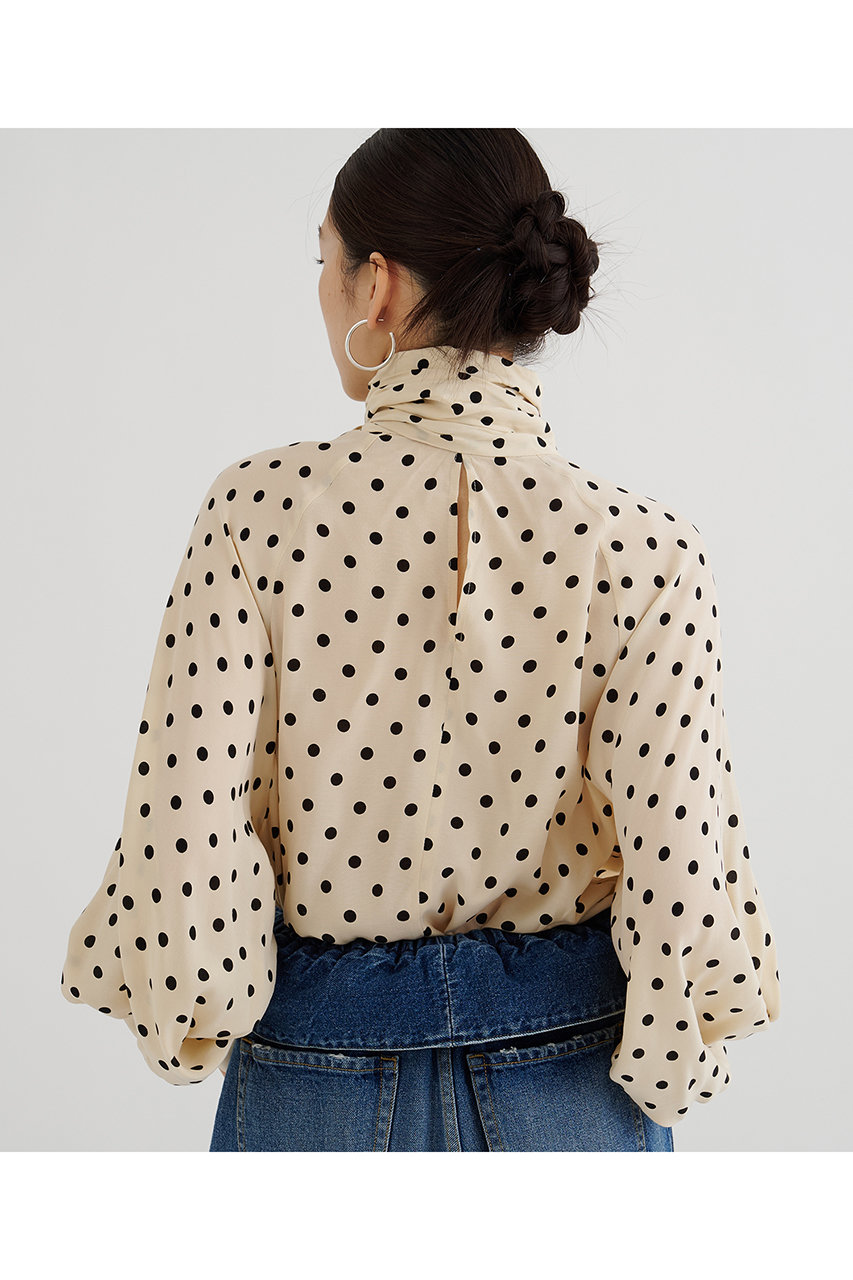 Whim Gazette(ウィム ガゼット)｜ドットボウタイブラウス/ベージュ の