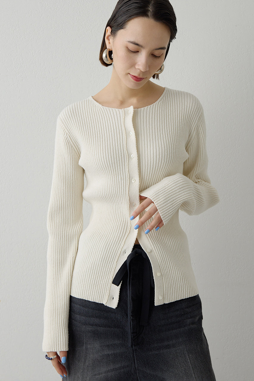RAW SILK リブカーディガン