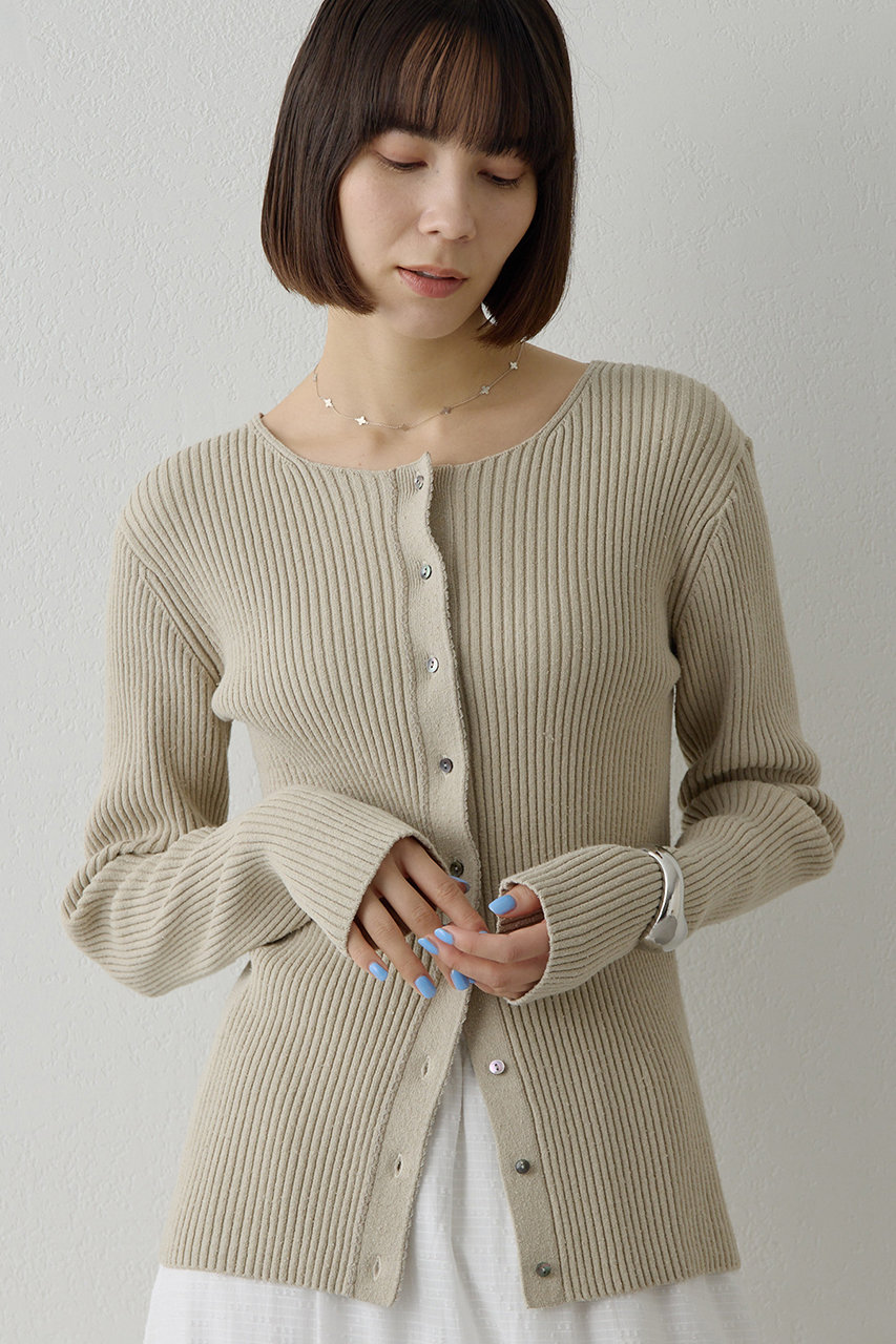 ウィム ガゼット/Whim Gazetteの【予約販売】RAW SILK リブカーディガン(ベージュ/WGZ1061105A0002)