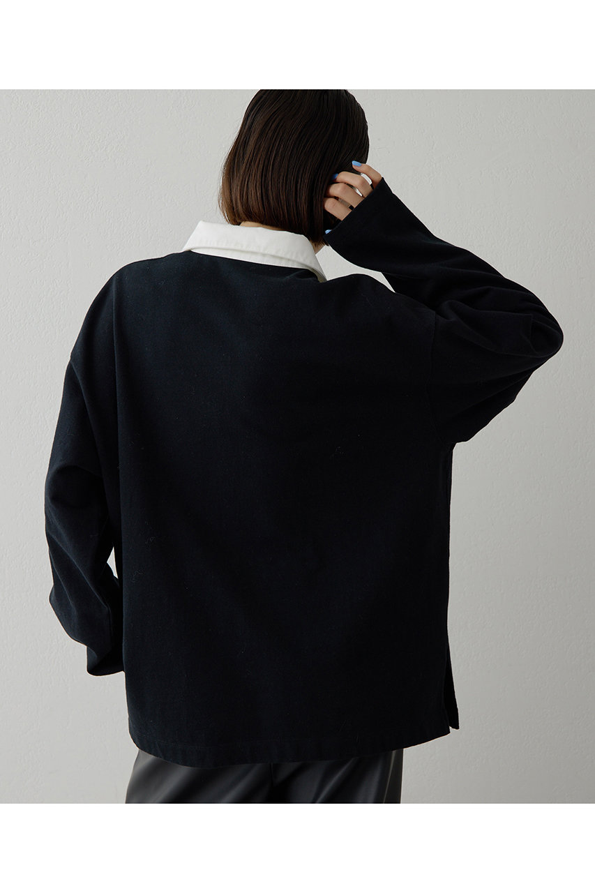 Whim Gazette(ウィム ガゼット)｜刺繍ラガーシャツ/ブラック の通販