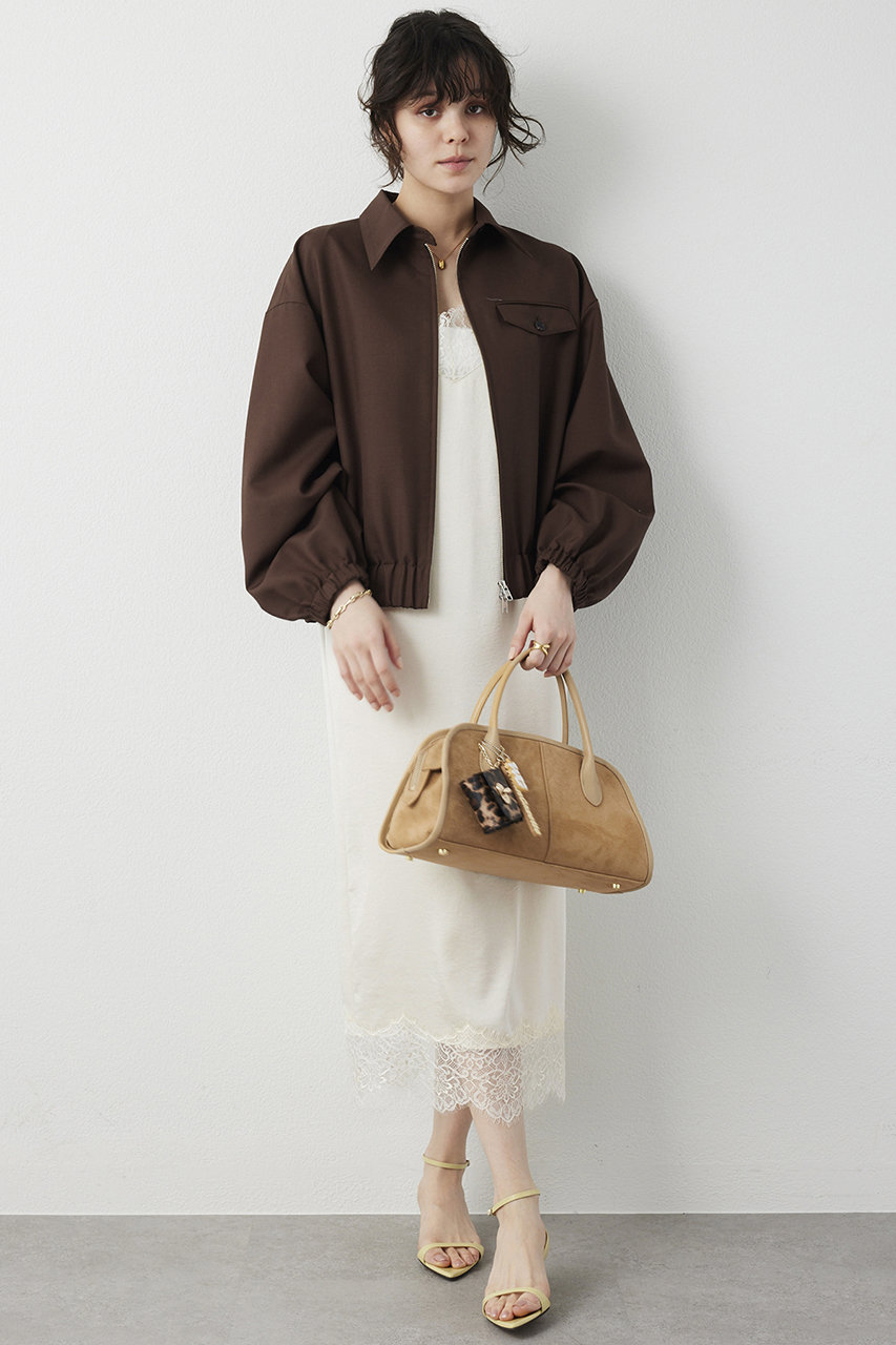 Whim Gazette(ウィム ガゼット)｜平織りジップブルゾン/ブラウン の