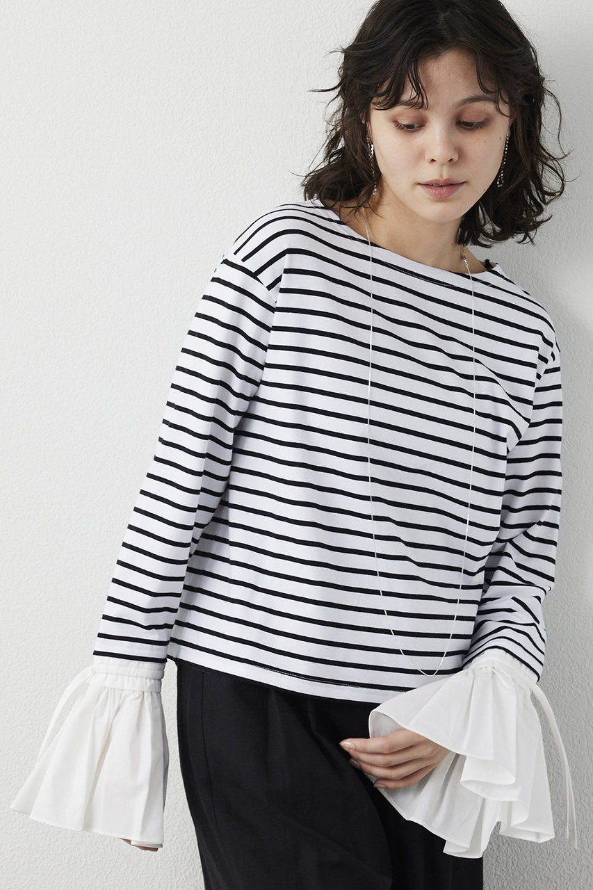 【THE PAUSE】フレアカフスボーダープルオーバー