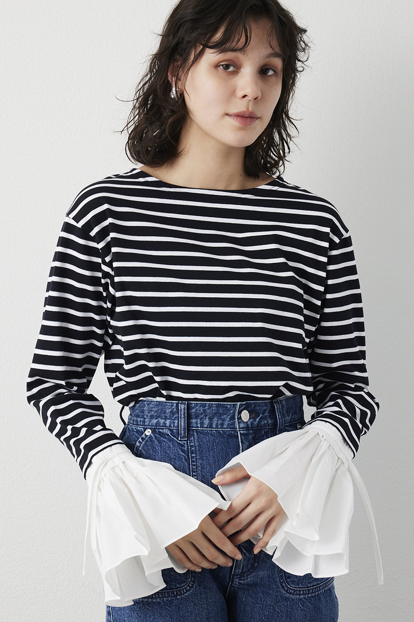 【THE PAUSE】フレアカフスボーダープルオーバー