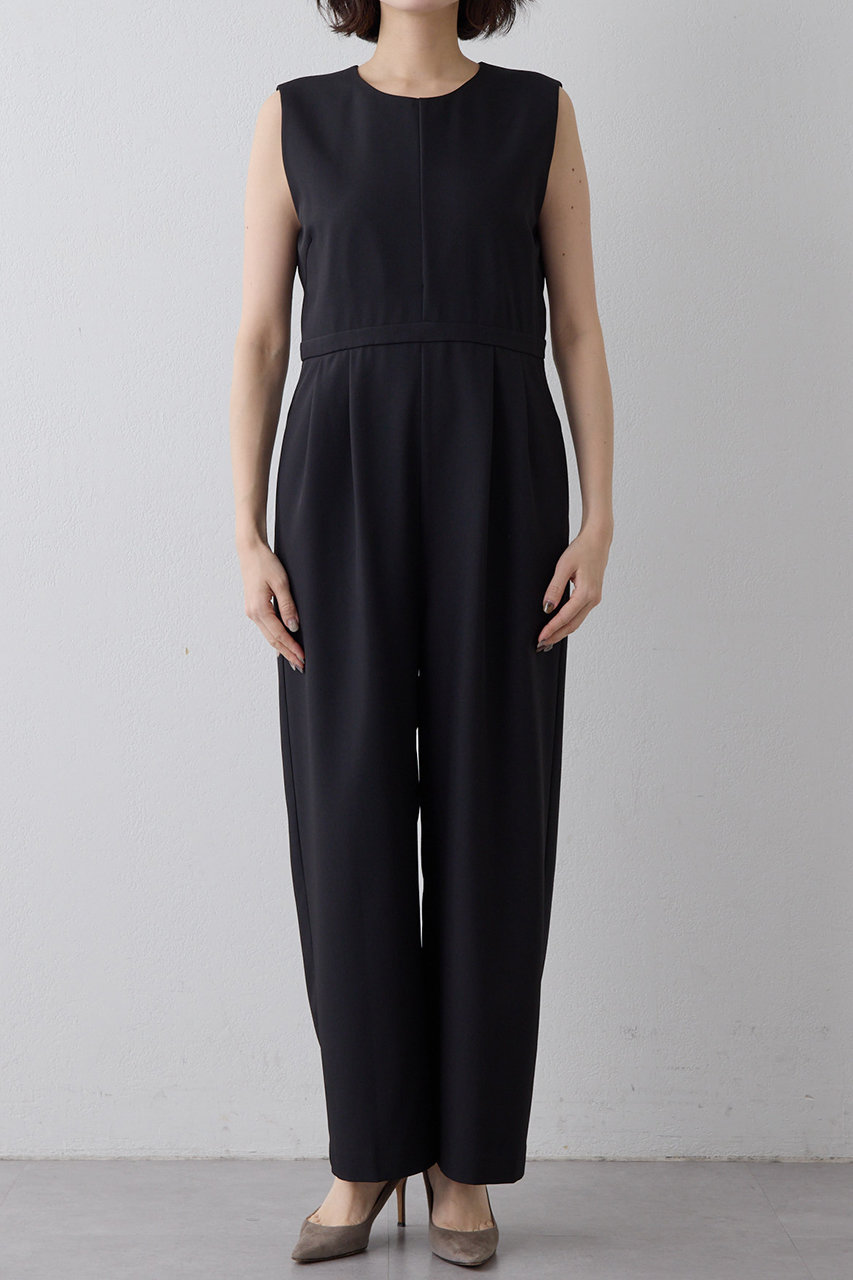 THE PAUSE ショルダータックリラックスジャンプスーツ ウィムガゼット　黒 THE PAUSE】ショルダータックジャンプスーツ | Whim Gazette(ウィム