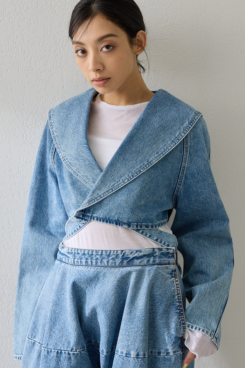 ウィム ガゼット/Whim Gazetteの【予約販売】バックリボンデニムジャケット(ブルー/WGD1061107A0002)