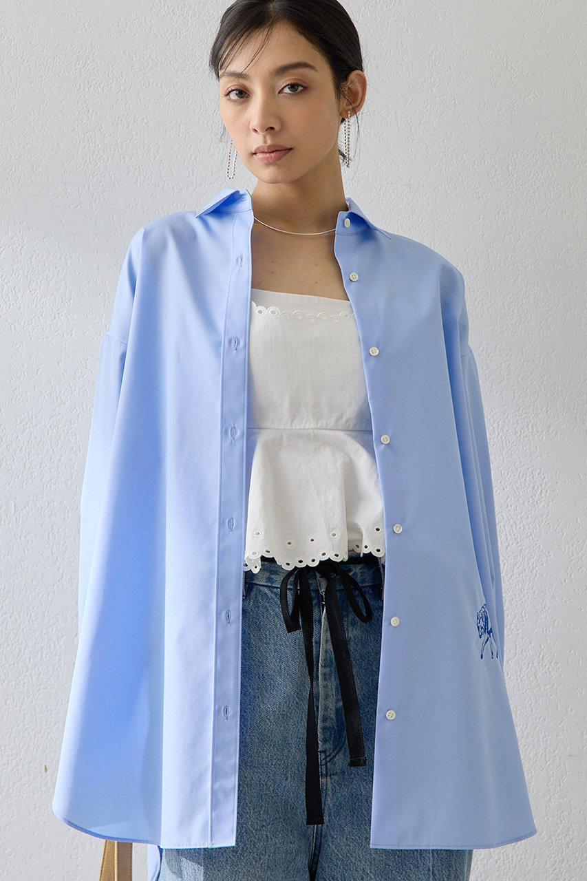 ウィム ガゼット/Whim Gazetteの【予約販売】アニマル刺繍シャツ(サックスブルー/WGZ1061204A0009)