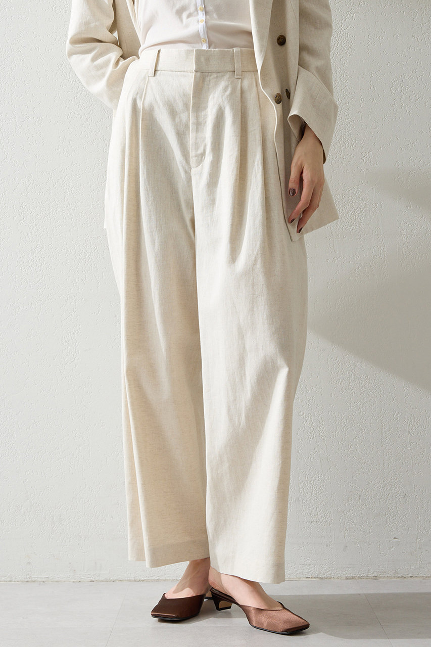 【THE PAUSE】コットンリネンタックパンツ