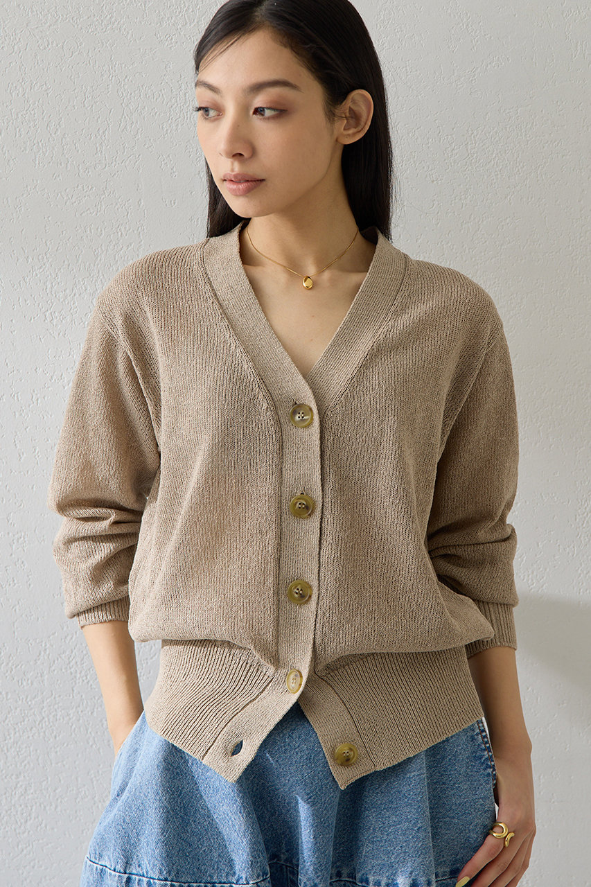 Vネックペーパーヤーンカーディガン