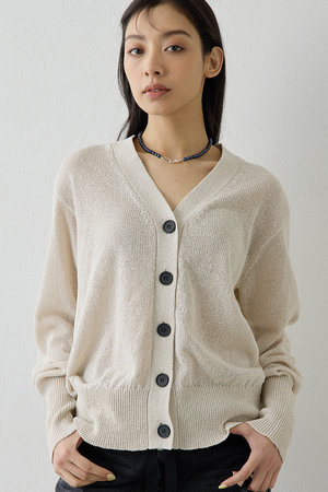 ウィム ガゼット/Whim Gazetteの【予約販売】Vネックペーパーヤーンカーディガン(110300/110303)