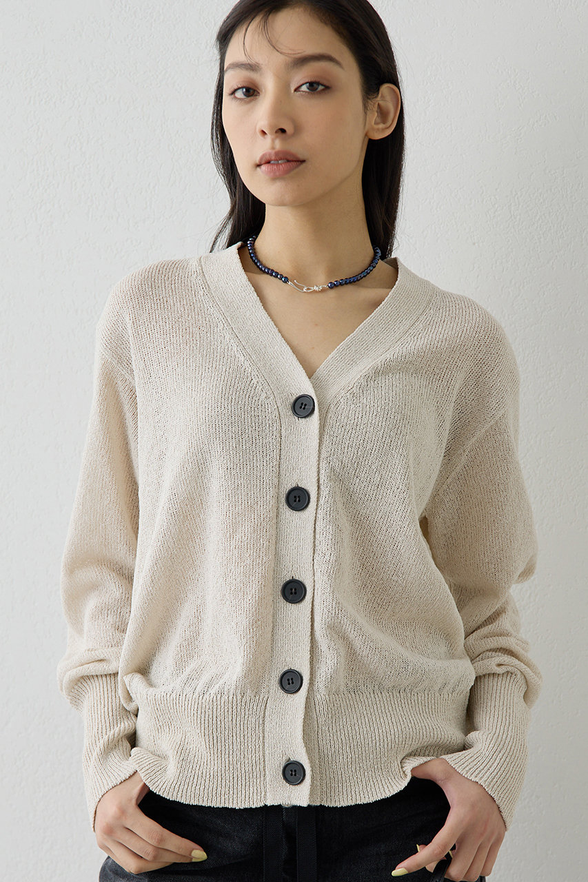 Vネックペーパーヤーンカーディガン