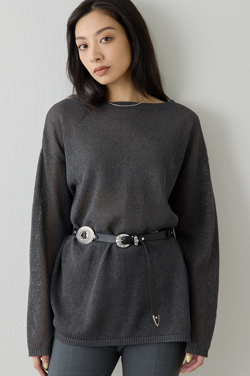 ボートネックペーパーヤーンプルオーバー