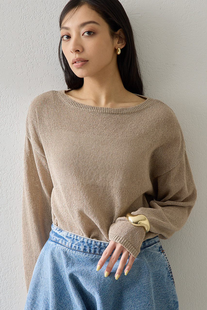 ボートネックペーパーヤーンプルオーバー