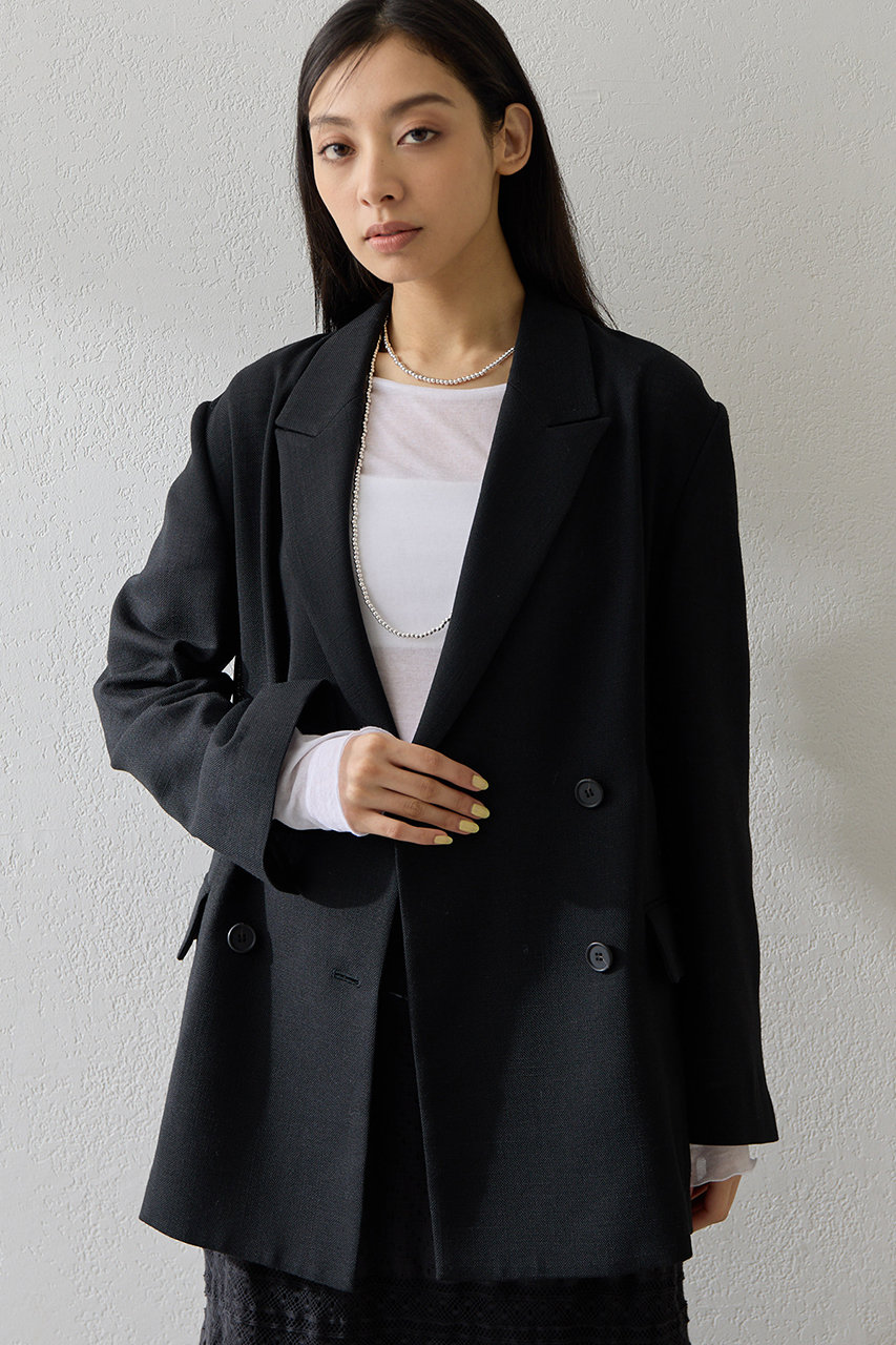 ウィム ガゼット/Whim Gazetteの【予約販売】リネンライクダブルテーラードジャケット(ブラック/WGZ1061207A0008)