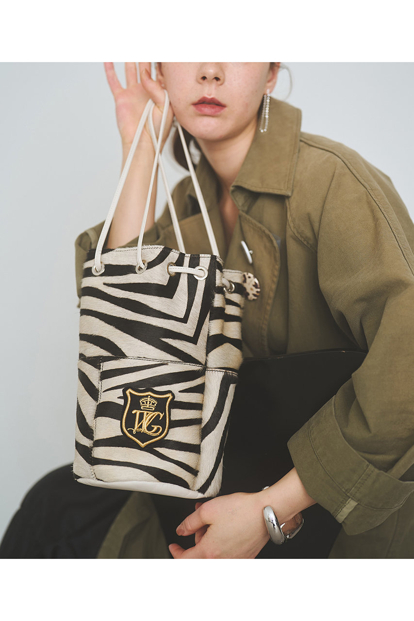 【MARCO MASI】ヘアレザーワッペン巾着