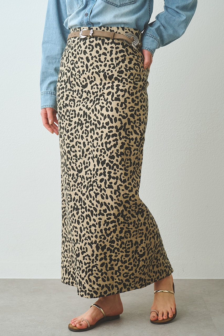 ウィム ガゼット/Whim Gazetteの【予約販売】リネンレオパードスカート(ブラック/WGZ1061201A0003)