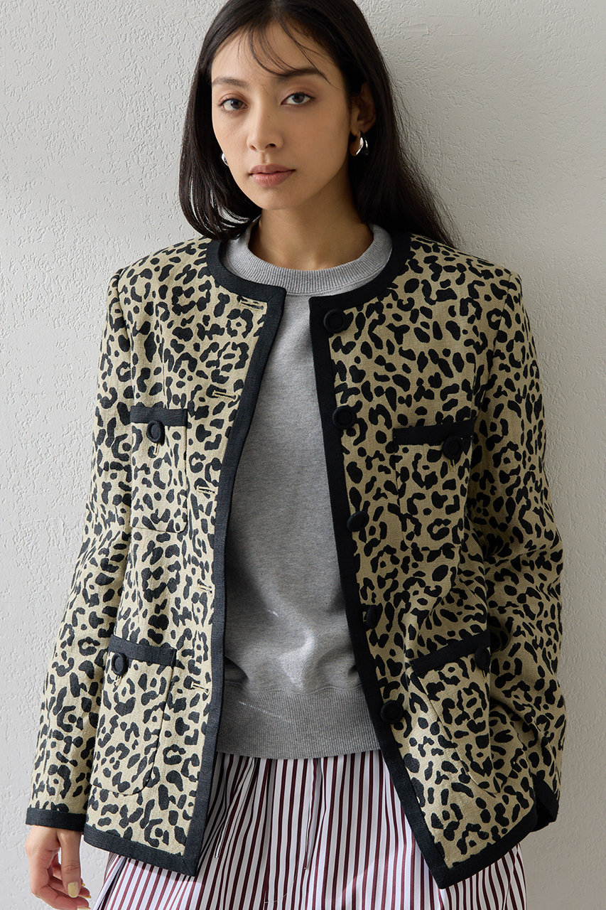 リネンレオパードジャケット