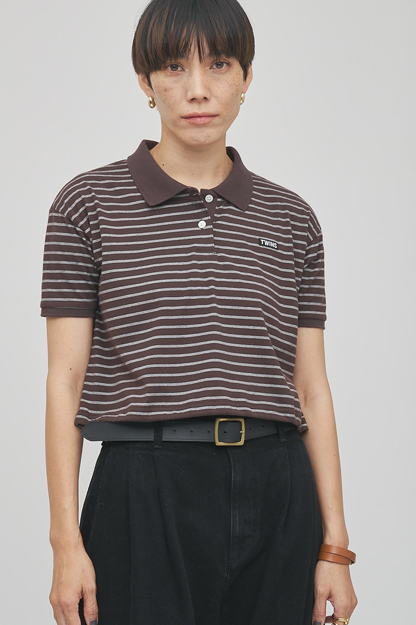 ウィム ガゼット/Whim Gazetteの【予約販売】【GEMINI】ボーダーポロカットソー(ブラウン/WGG1061306A0001)