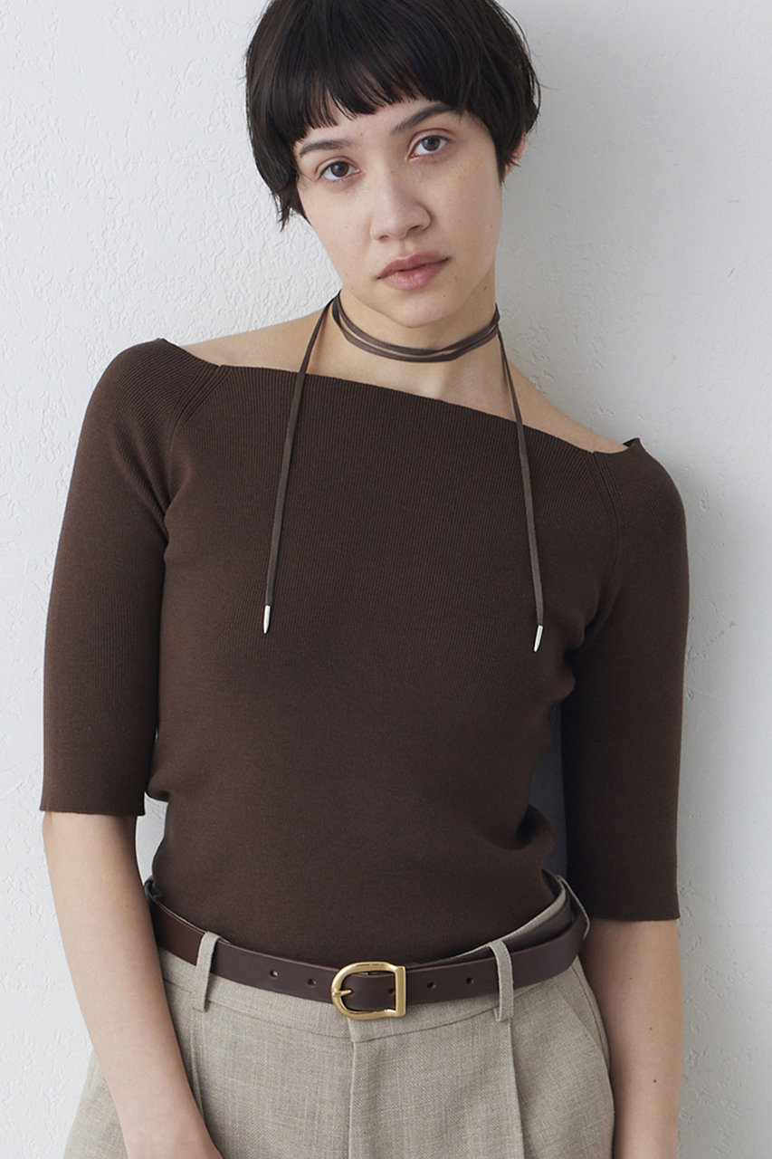 ウィム ガゼット/Whim Gazetteの【予約販売】【THE PAUSE】オフショルハーフスリーブプルオーバー(ブラウン/WGP1061205A0002)