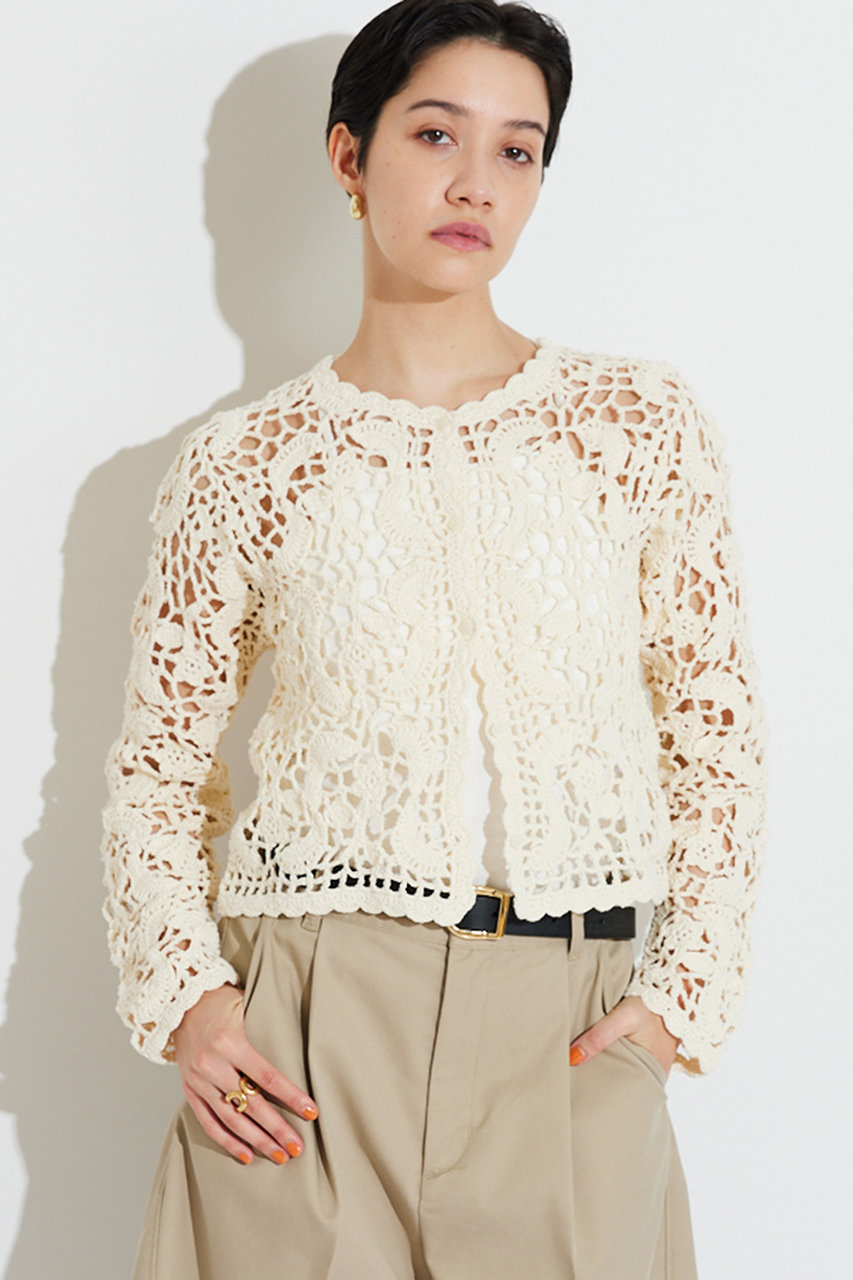 ウィム ガゼット/Whim Gazetteの【予約販売】【THE PAUSE】クロシェニットカーディガン(アイボリー/WGP1061305A0001)