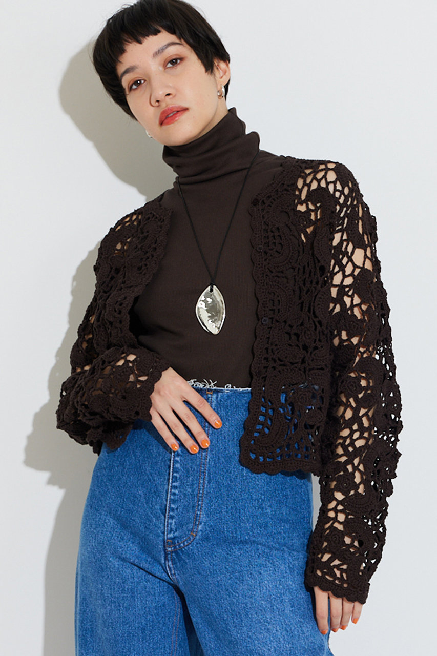 ウィム ガゼット/Whim Gazetteの【予約販売】【THE PAUSE】クロシェニットカーディガン(ブラウン/WGP1061305A0001)