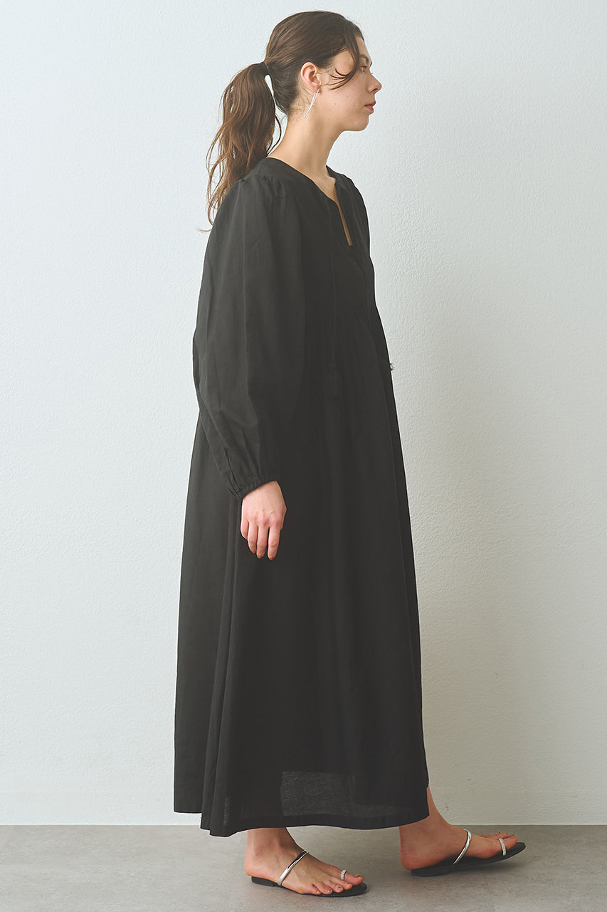 【美品】ウィムガゼット 23SS フレンチリネンワンピース 黒 フリー Whim Gazette(ウィム ガゼット)｜2wayギャザーワンピース/ブラック の