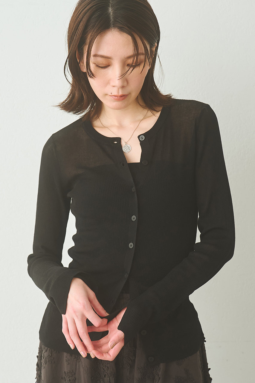ウィム ガゼット/Whim Gazetteの【予約販売】シアーリブニットカーディガン(ブラック/WGZ1061305A0003)